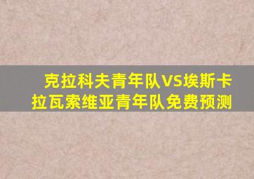 克拉科夫青年队VS埃斯卡拉瓦索维亚青年队免费预测